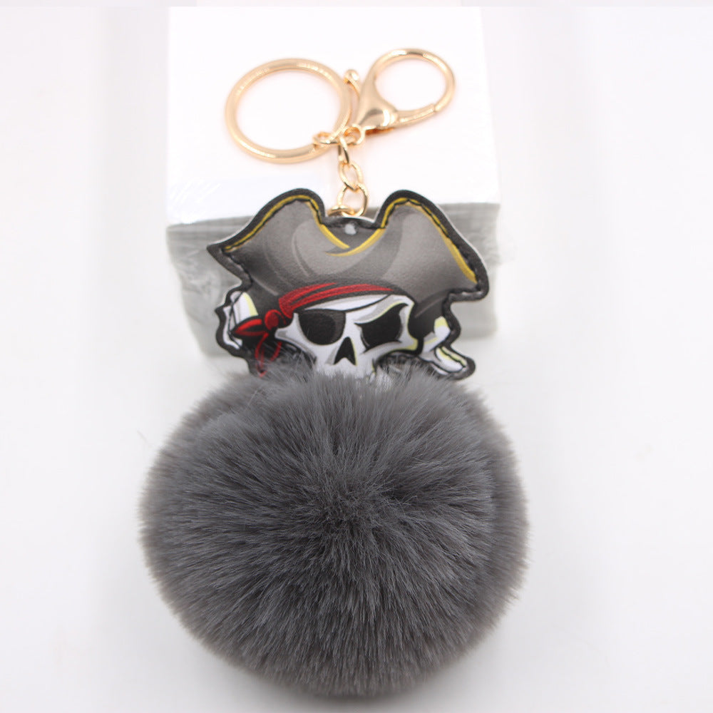 Wholesale Dark Series Pirates Halloween Skull Plush Keychain